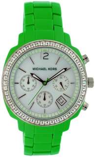   GREEN ACRYLIC,CRYSTALS+CHRONOGRAPH MOP DIAL WATCH MK5120 NEW  