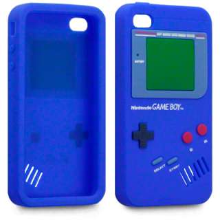 BLUE GAMEBOY STYLE RUBBER CASE/COVER FOR IPHONE 4  