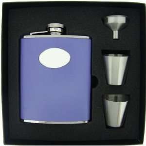  New   Blossom Lavender Leather 6oz Deluxe Flask Gift Set 