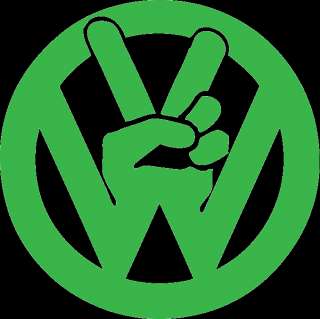 Volkswagen PEACE Logo GREEN Modern Hippy Decal Sticker  