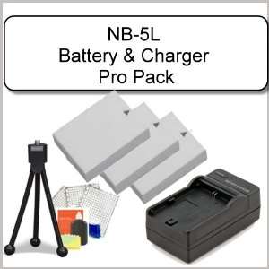  (1200 mAh) Battery Pack & Charger Kit Includes   3 Replacement NB 5L 