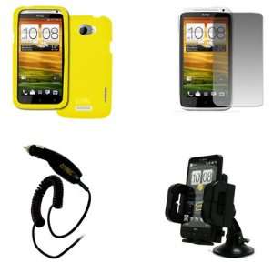  AT&T HTC One X Silicone Skin Case Cover (Yellow) + Car Dashboard 