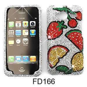 CELL PHONE CASE COVER FOR HTC EVO SHIFT 4G RHINESTONES FRUITS ON WHITE