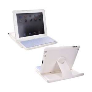  White Wireless Bluetooth Keyboard & Rubberized Hard Case Stand 