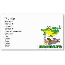crocodile stomping on hunter cartoon business card templates by tooni 
