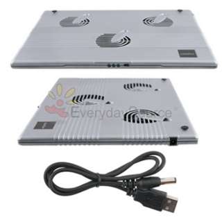   Netbook Cooling Cooler Fan Pad Silver+4 Port USB Hi Speed Hub  