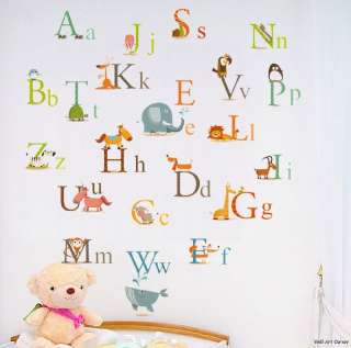Educational Animals Alphabet Kids Wall Sticker Decals  