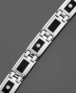 jewelry men s bracelet stainless steel and black enamel diamond 1 8 ct 