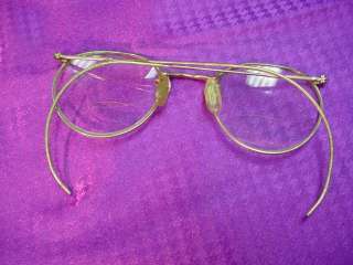 Antique Wire Rimmed EYEGLASSES 1/10 12K GF Spectacles OPTICS Curved 