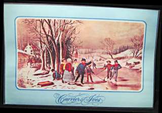 Vintage Currier & Ives Place Mats, Winter Ice Skating Scene, Lot of 8 