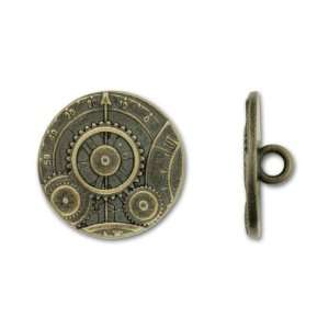  22.5mm Antique Brass Clock and Gears Round Button