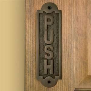  Solid Brass Push Sign   Antique Brass: Home Improvement