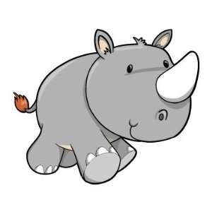  Childrens Wall Decals   Cartoon Baby Rhino   12 inch 