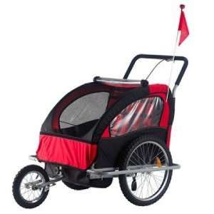  Aosom 2 In1 Double Baby Bike Trailer Stroller   Red Baby