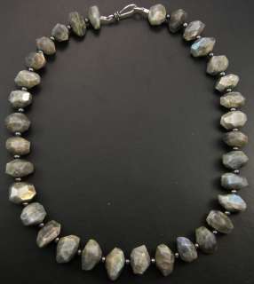 CHUNKY FACETED NATURAL LABRADORITE NUGGET BEAD Necklace  