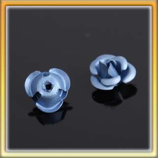 20PCS Light Blue Rose Flower 3D Stainless Steel Nail Art Decal DIY 