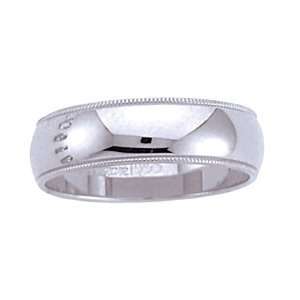 com Platinum 6mm Domed Double Milgrain Comfort Fit Wedding Band Ring 