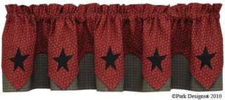 LAYERED LINED CURTAIN VALANCE RED~GREY PRINT 72X36  