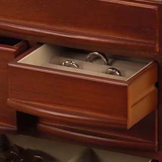New Large Wood Walnut Jewelry Chest Box Ample Storage  