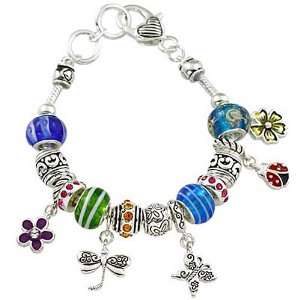    Silvertone Spring Theme Moreno Bead Fashion Charm Bracelet Jewelry