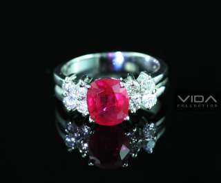 14K Gold Burma Ruby Diamond Ring w/ License  
