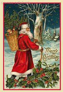   Father Christmas Santa Claus Antique Card Counted Cross Stitch Chart