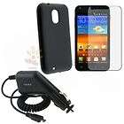 Black Skin Case Cover+Car Charger+Cable+Privacy LCD Film For Samsung 