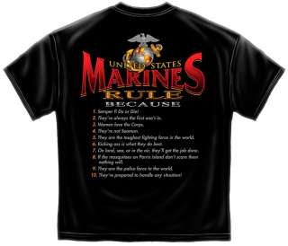Marines Rule Because USMC Semper Fi Jarhead Devil dogs Tshirt  