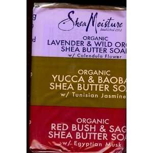    Shea Moisture Lavender Yucca Red Bush Sage Soap Set Beauty
