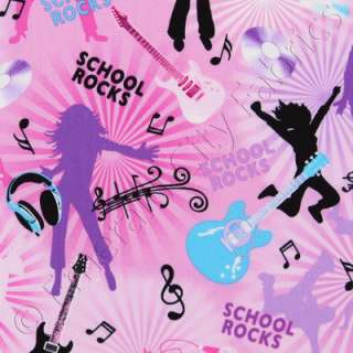 Timeless Treasures School Rocks Pink Kids Music Cotton Quilt Quilting 