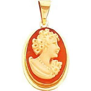  14K Yellow Gold Shell Cameo Pendant Necklace Jewelry C Jewelry