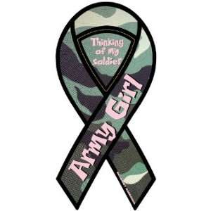 Green Camo Army Girl Ribbon Magnet: Automotive
