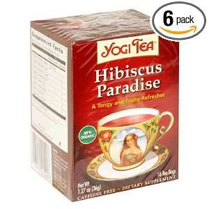 Yogi Tea Hibiscus Paradise, Tea Bags, 16 Count Boxes (Pack of 6 