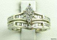 33ctw Genuine Diamond Cluster Engagement Ring Wedding Band Set   10k 