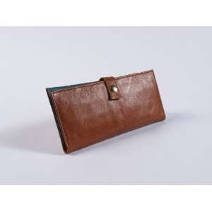  Womens Camel Leather Checkbook Wallet 