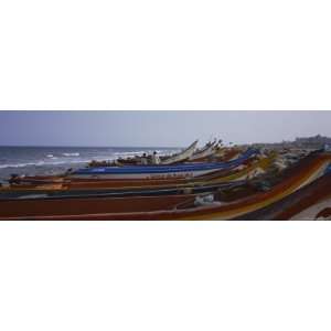 Fishing Boats on the Beach, Marina Beach, Chennai, Tamil Nadu, India 