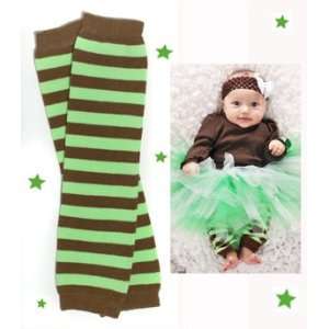  (#17) Mint Chocolate Chip Green & Brown baby leg warmers 