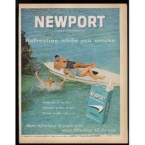  1963 Newport Cigarette Man Women Boat Water Print Ad (8852 