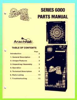 arachnid english mark darts series 6000 service parts manual from an 