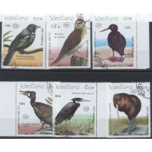 Collectible Postage Stamps Birds of Laos Stamps 6 Different in 