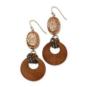  Copper tone Brown Iris Disc Drop Earrings Jewelry