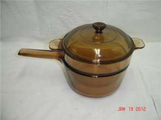   CORNING VISIONS AMBER COOKWARE VISION WARE GLASS PYREX DOUBLE BOILER