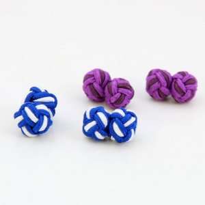 Blue white, purple mens silk knot cufflinks with Gift Box case Y&G Ten 