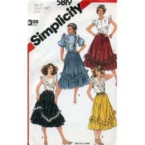   Simplicity Western Dance Skirt Sewing Pattern #5819 