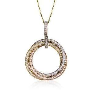   00ct t.w. Diamond Multi Circle Pendant Necklace In Gold. 18 Jewelry