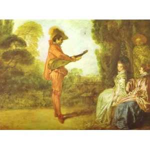   Oil Reproduction   Jean Antoine Watteau   32 x 24 inches   The Seducer