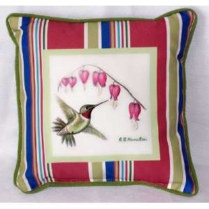 Betsy Drake SN030 Hummingbird Small Outdoor Indoor Pillow 12x12