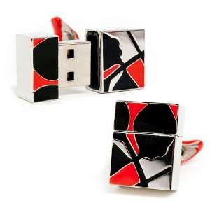  Designer Robert Graham Black Leaf USB Cufflinks Cuff Links 