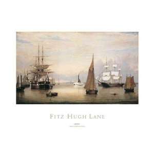  Boston Harbor by Fitz Hugh Lane. Size 25.00 X 15.00 Art 