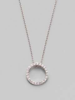 Roberto Coin   Diamond & 18K White Gold Circle Necklace/ ¼   Saks 